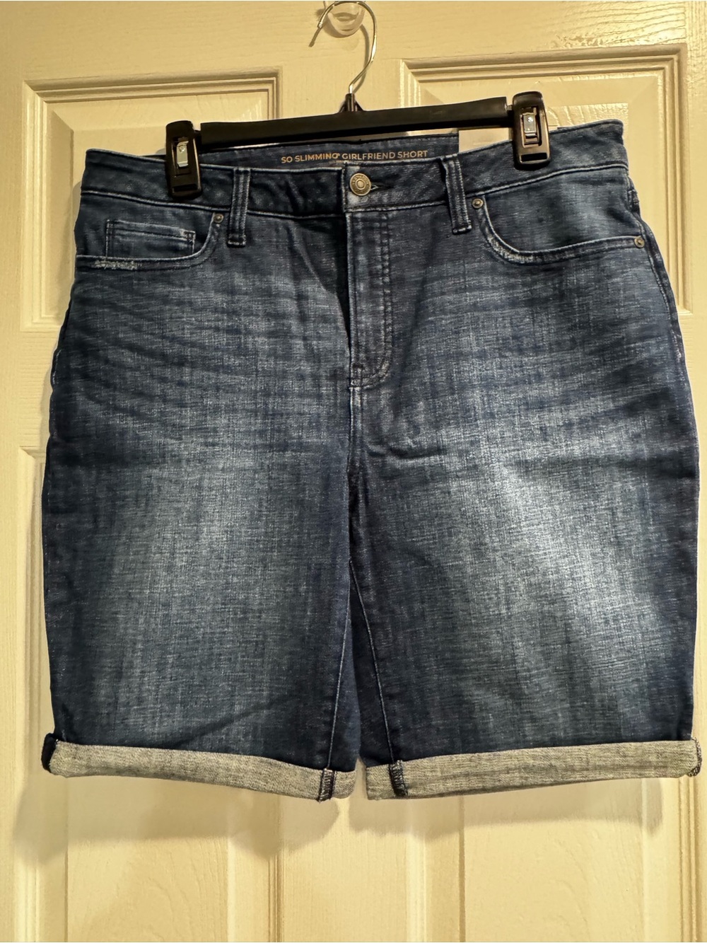 Chico's Dark Indigo Slimming Girlfriend Denim Shorts